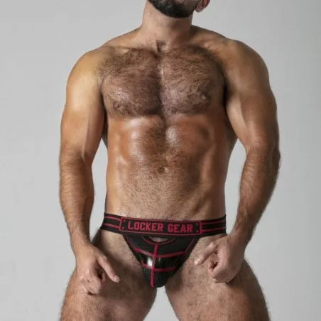 Jockstrap Front Opening Noir-Rouge Locker Gear