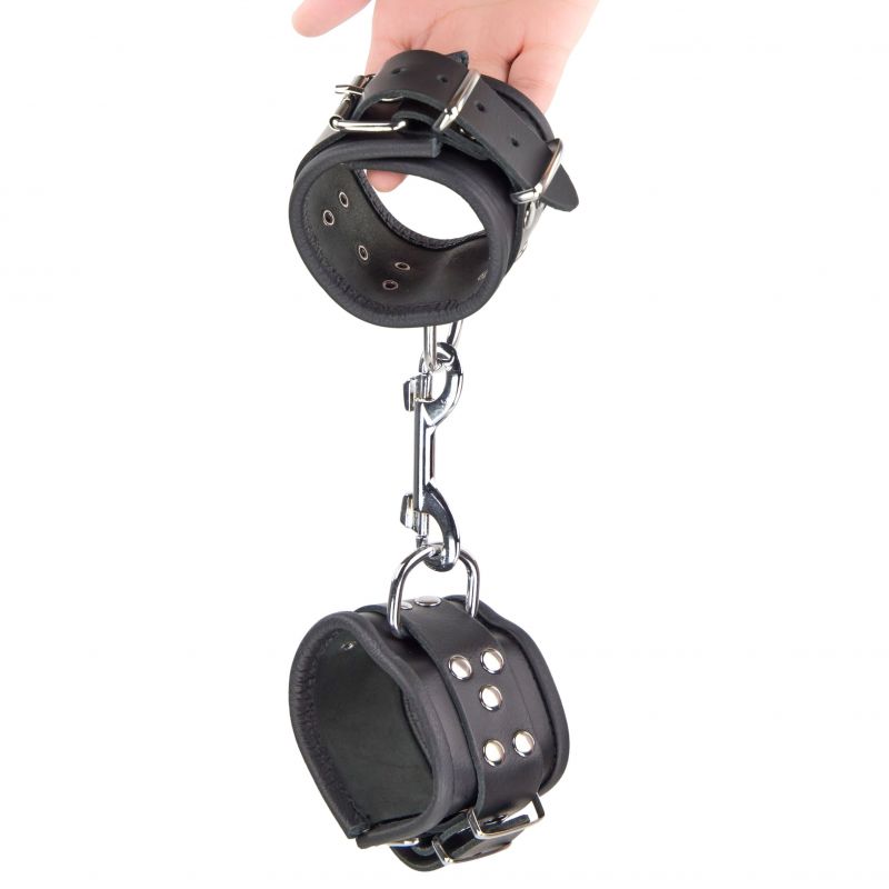 Menottes Réglables En Similicuir Noir Pour Poignets - BDSM, Marque Love And Vibes