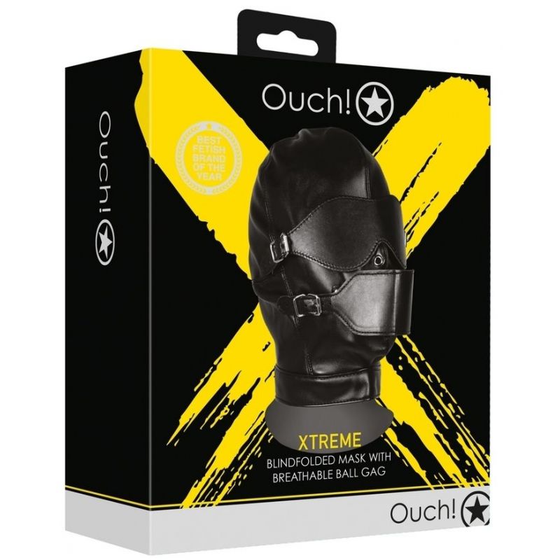 Masque Cuir Bâillon Gag-ball LOVE AND VIBES - Noir Similicuir - Unisexe - Modèle LV-N09-LV4
