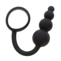 Cockring Plug anal Beads Ring 8.5 x 3.5 cm Noir