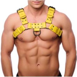 Harnais en cuir Bulldog Jaune pas cher