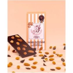 TABLETTE CHOCOLAT COMPOSEES - BASE CHOCHOLAT NOIR INTENSE / AMANDES CARAMELISES - 100G pas cher