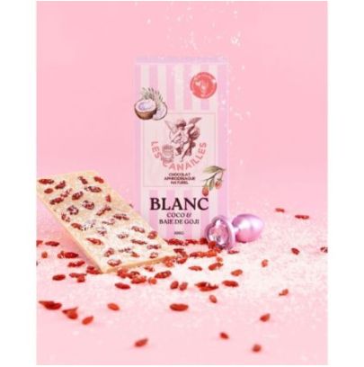 TABLETTE CHOCOLAT COMPOSEES - BASE CHOCHOLAT BLANC / COCO ET BAIES DE GOJI - 100G pas cher