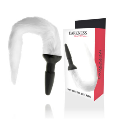 DARKNESS - PLUG ANAL EN SILICONE AVEC QUEUE BLANCHE pas cher