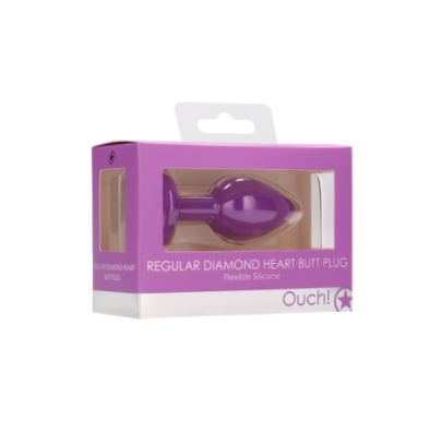 Plug Bijou Anal silicone Heart Violet 6 x 2.8 cm pas cher