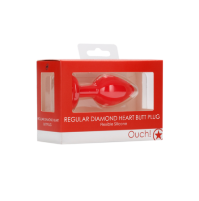 Plug Bijou Anal Silicone Heart Rouge 6 x 2.8 cm pas cher