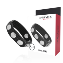 Cockring en cuir avec pressions noir Darkness pas cher