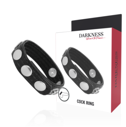 Cockring en cuir avec pressions noir Darkness pas cher