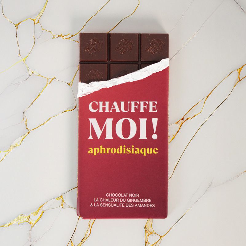 Chocolat aphrodisiaque Chauffe moi ! Noir 70% - Gingembre et amandes