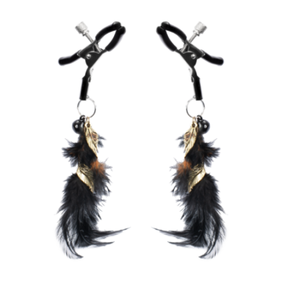 Pinces à tétons avec plumes - Noir et or