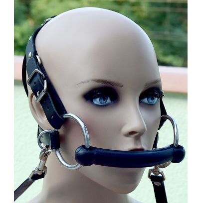 Bâillon mors avec harnais de tête premium avec laisse