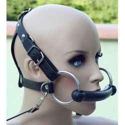 Bâillon mors avec harnais de tête premium avec laisse