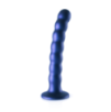 Dildo en silicone à perles pour le point G - 16.4x2.5cm - Bleu métallisé