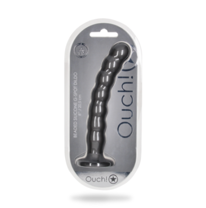 Dildo en silicone pour G-Spot avec perles - 20.4x3.1cm - Gunmetal