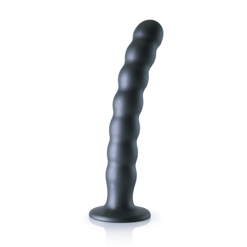 Dildo en silicone pour G-Spot avec perles - 20.4x3.1cm - Gunmetal