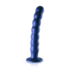 Dildo en silicone pour point G à perles - 20.4x3.1cm - Bleu métallique