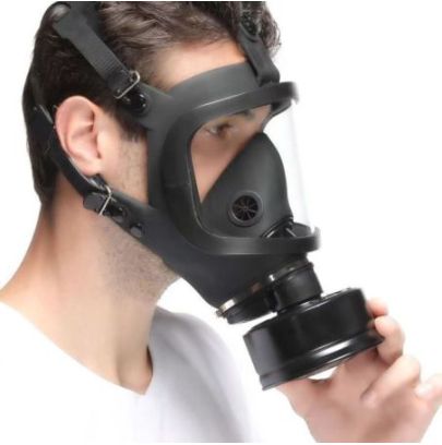 Masque à gaz BDSM FULL VISU Noir