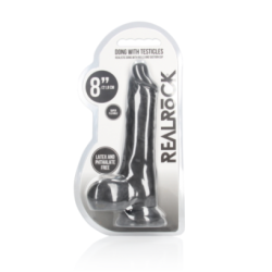 Gode réaliste Noir avec testicules 21.5x4.2cm Realrock