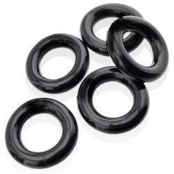 Lot de 5 Cockrings étirables Jacker 5-Stack 22mm Noirs pas cher Lot de 5 Cockrings étirables Jacker 5-Stack 22mm Noirs pas cher