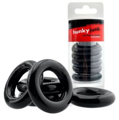 Lot de 5 Cockrings étirables Jacker 5-Stack 22mm Noirs