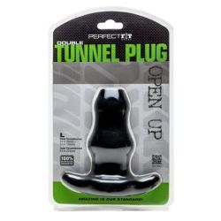 Double Tunnel Plug Noir Large12 x 7 cm sur La boutique du poppers Double Tunnel Plug Noir Large12 x 7 cm