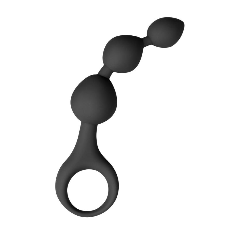 Gode Anal à Boules en Silicone Noir 15,5 cm