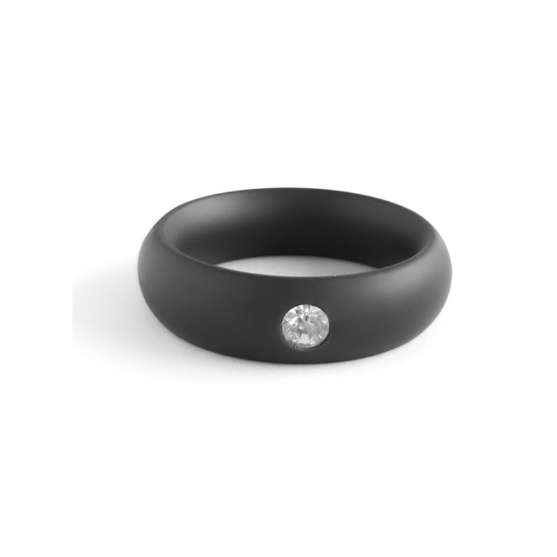 Cockring en métal Donut Strass Noir - Diamètre 52mm