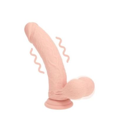 Vibromasseur Courbé Rechargeable en Silicone Double Densité avec Boules Lestées – 15 cm – Chair pas cher