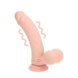 Vibromasseur Courbé Rechargeable en Silicone Double Densité avec Boules Lestées – 18 cm – Chair pas cher