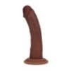 Gode Réaliste Vibrant Courbé Double Densité avec Ventouse – 15,5 cm – Marron