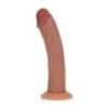 Gode Réaliste Vibrant Courbé Double Densité avec Ventouse – 20,3 cm – Beige