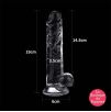 Gode transparent avec Bourses Flawless 16 x 3.5 cm Gode transparent avec Bourses Flawless 16 x 3.5 cm