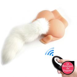 Plug Queue Vibrant Fox Tail Vibe 6.5 x 3.2cm - Queue 40cm Blanche